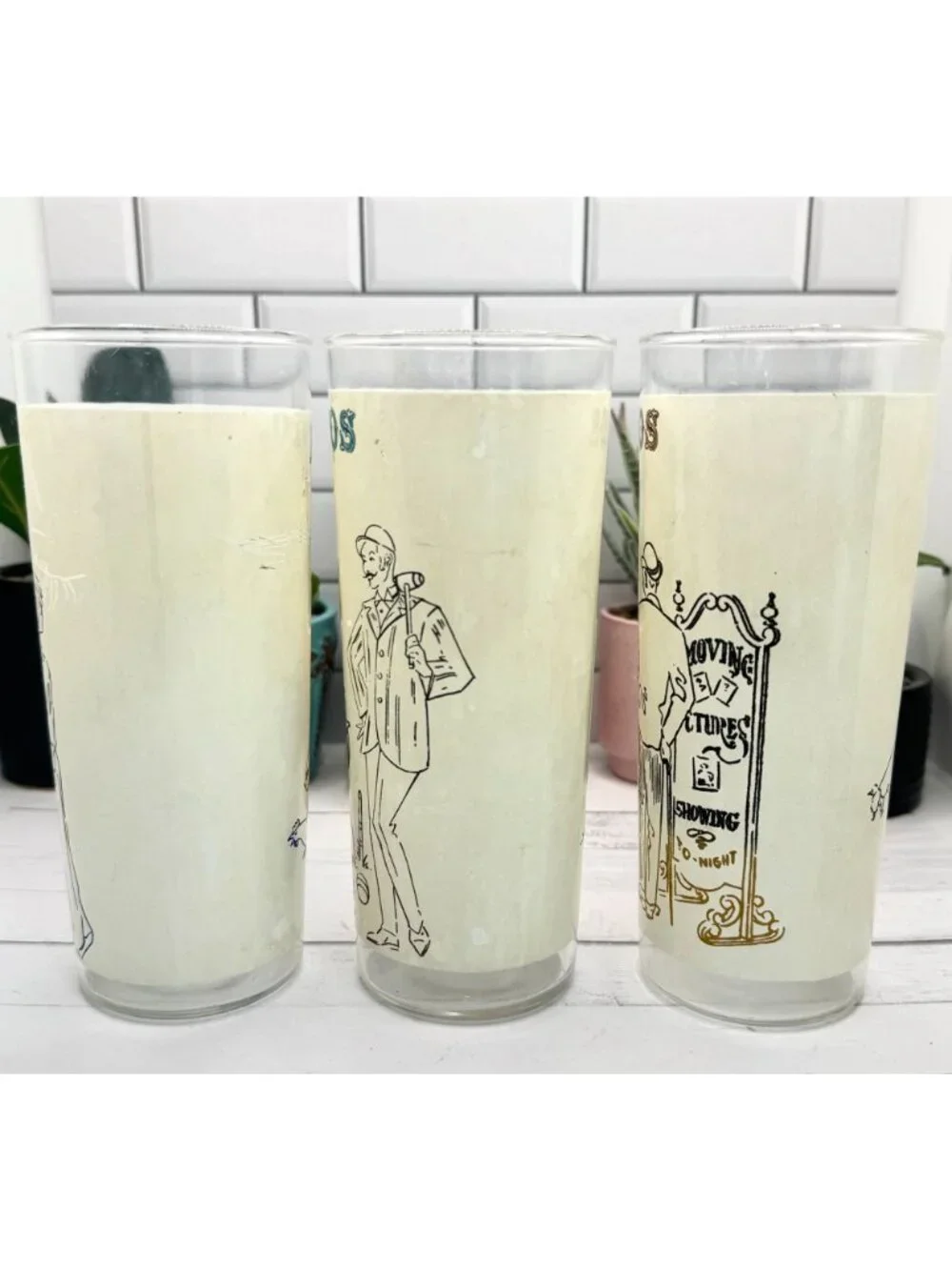 Set Of 3 Vintage Maxwell Designs Antique Auto Highball Glasses